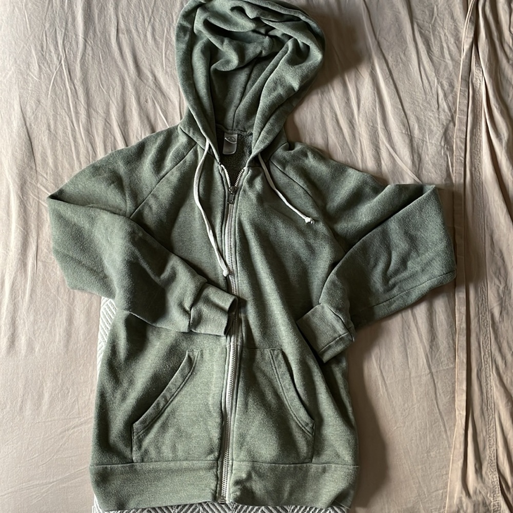 ALTERNATIVE APPAREL Adrian Eco Fleece Small Hooded Sweatshirt Green Hoodie